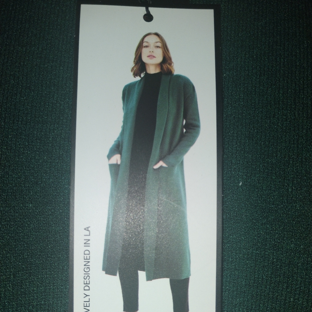 MaxSport Double Knit Shawl Collar Teal Cardigan, Sz L NWT - Picture 2 of 12